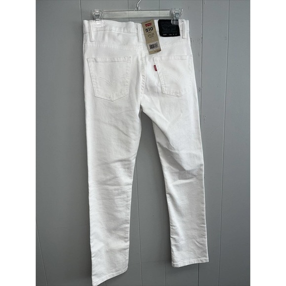 $48 Levi's Kid's‎ Boy's White Solid Stretch 510 Skinny Fit Jeans Size W27 L27 - Picture 1 of 11